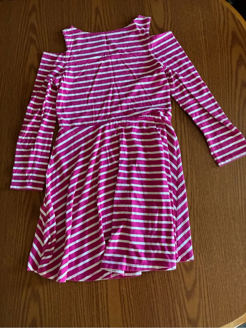 The Children's Place Hot Pink and White Striped Cold-Shoulder Dress - Picture 2 of 3